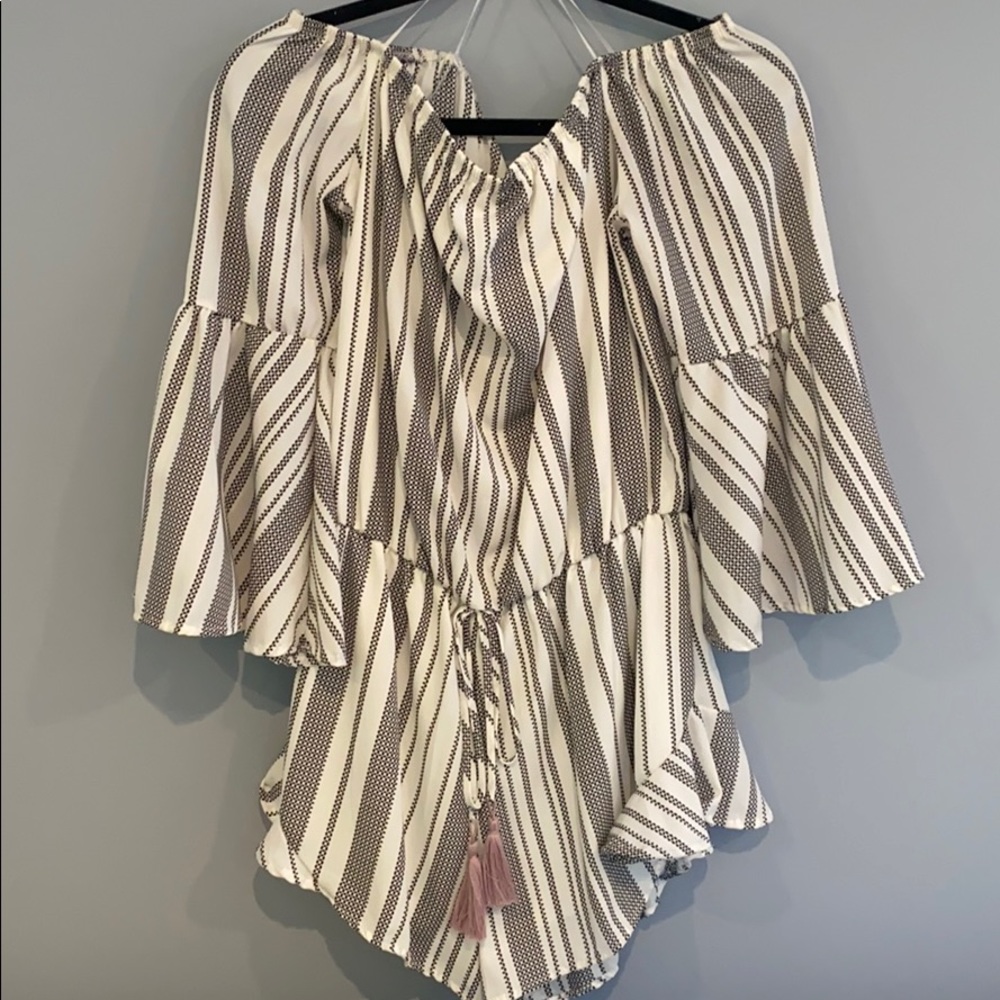 Sage off the shoulder romper